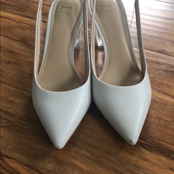 Acrylic heel white leather pumps zudi - Picture 4 of 8